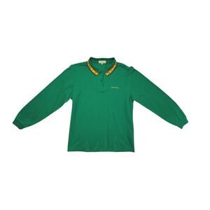 🔴 Balenciaga Sports Pique Polo Shirt - Green Embroidered M